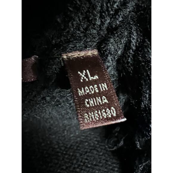 Retro 525 America Cardigan Shaggy Collar Black XL V-Neck Ribbed Sweater Y2K 00s - Picture 13 of 15